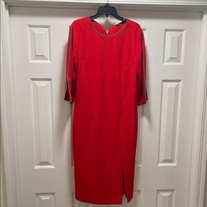 Alberto Makali Red Dress with Silver Stud Detail